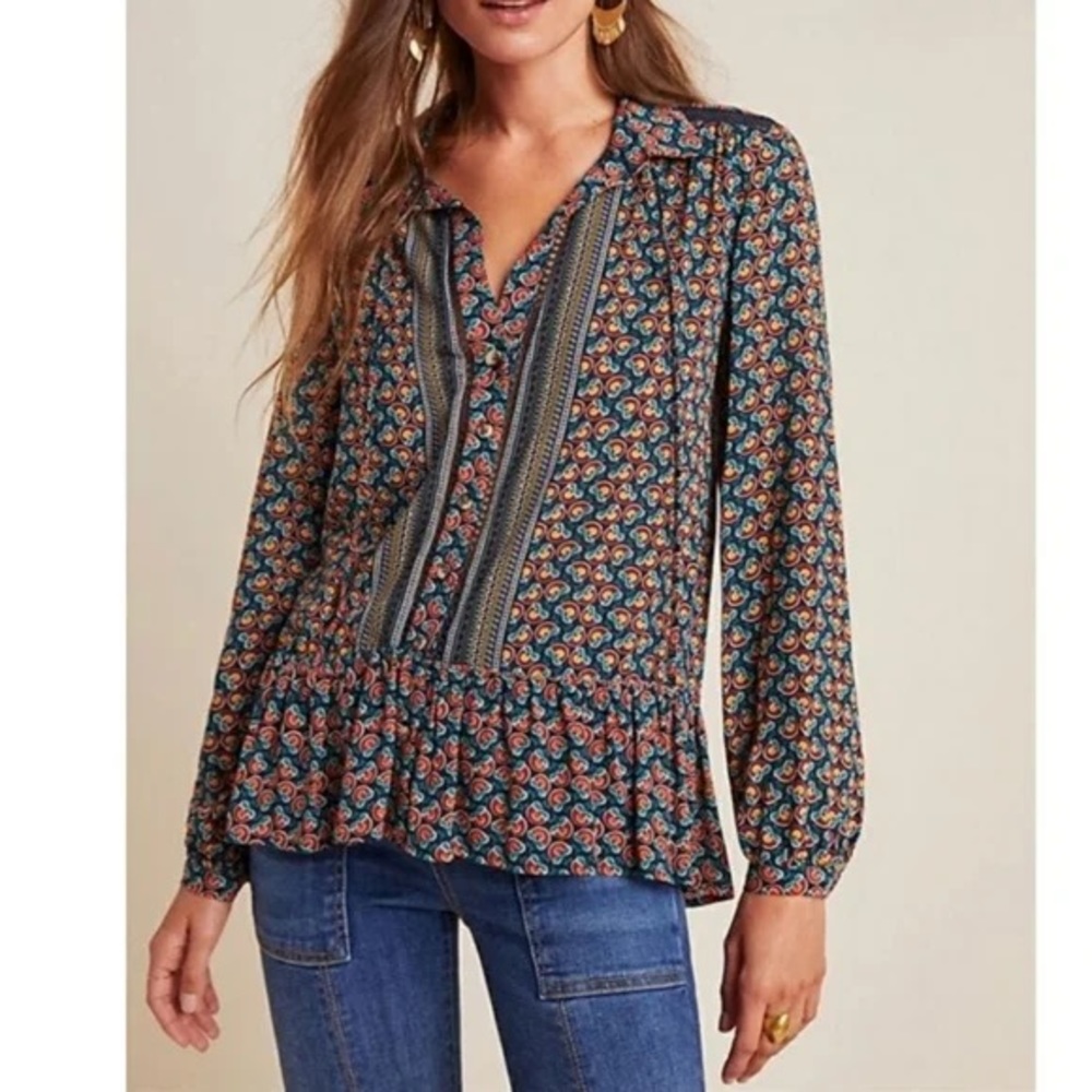 Anthropologie Maeve Janie flounced peasant‎ blouse